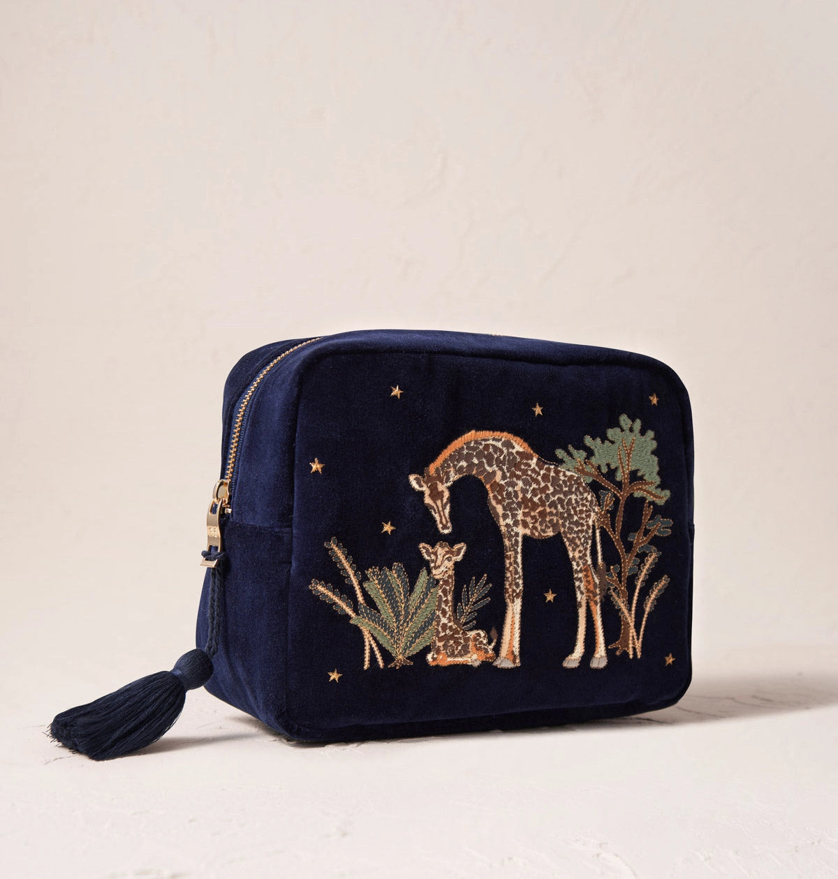 Giraffe Mother & Baby Navy Wash Bag