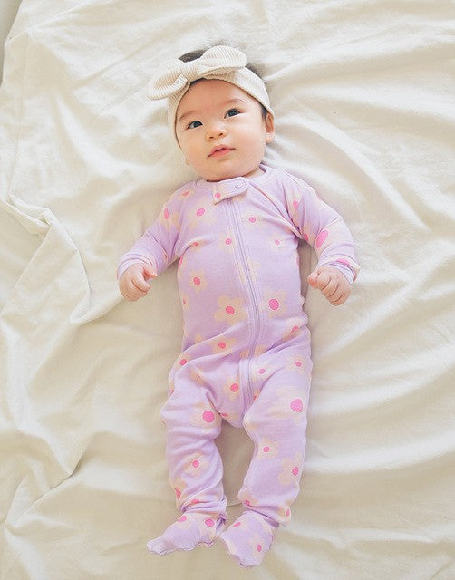 Blooming Purple Baby Footie