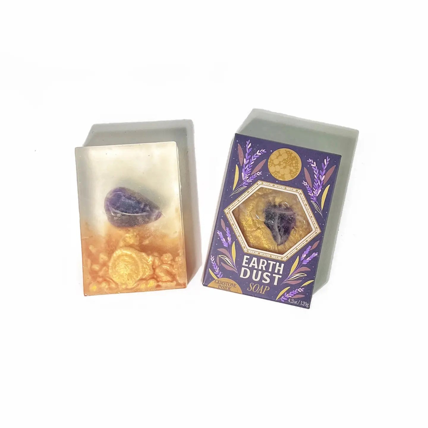 Earth Dust Gemstone Bar Soap in Lavender with Amethyst