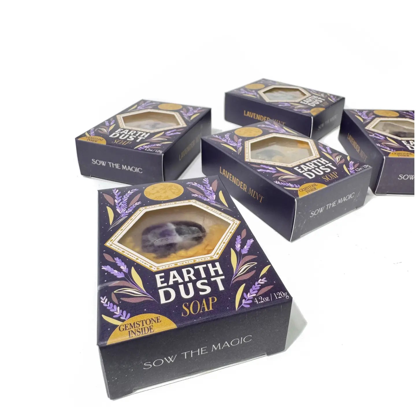 Earth Dust Gemstone Bar Soap in Lavender with Amethyst