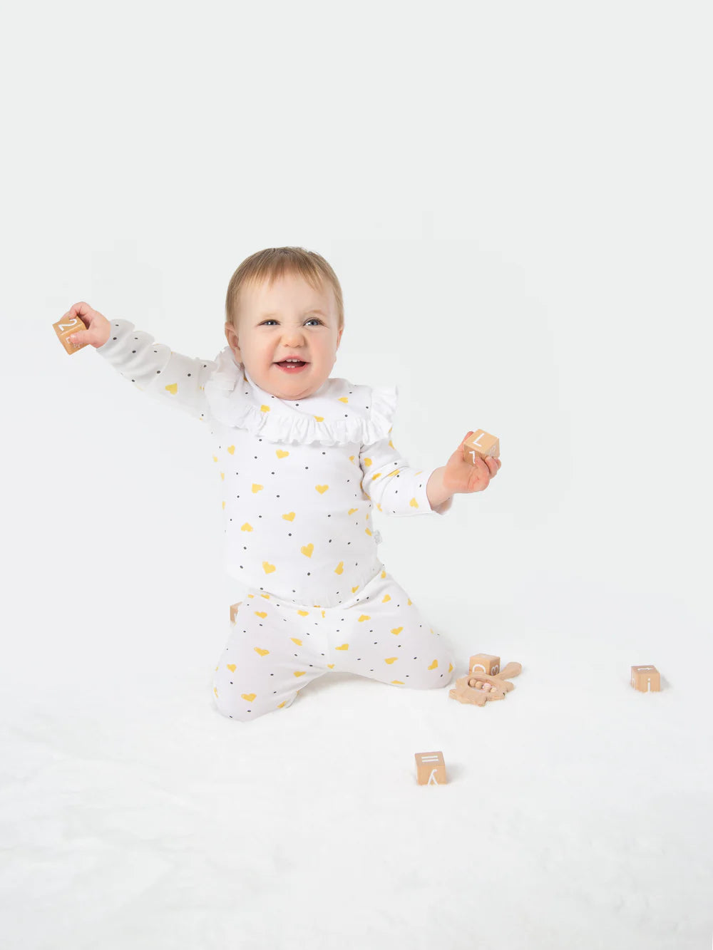 Organic Cotton Leggings - Yellow Hearts