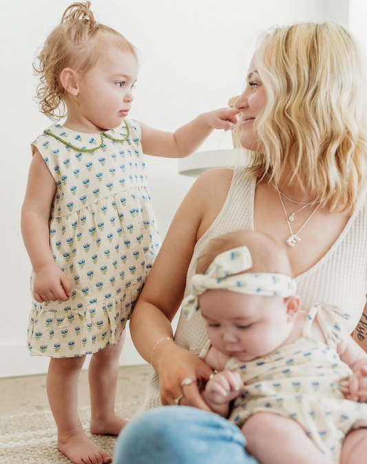 Harper Peter Pan Collar Floral Baby Flare Dress + Bloomer