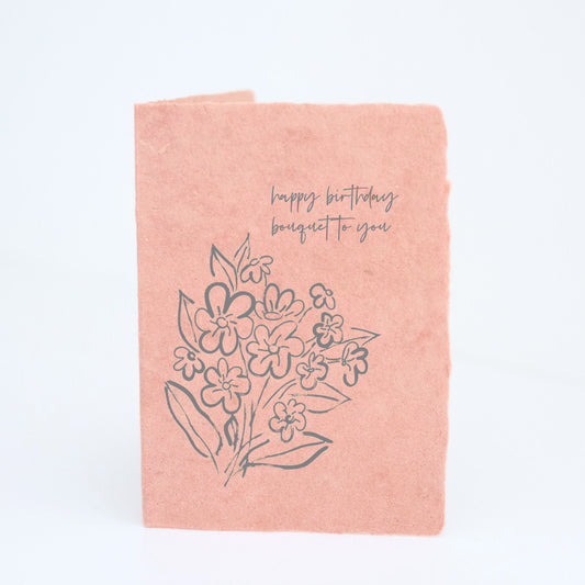 Folded - "Happy birthday flower bouquet" Greeting Card