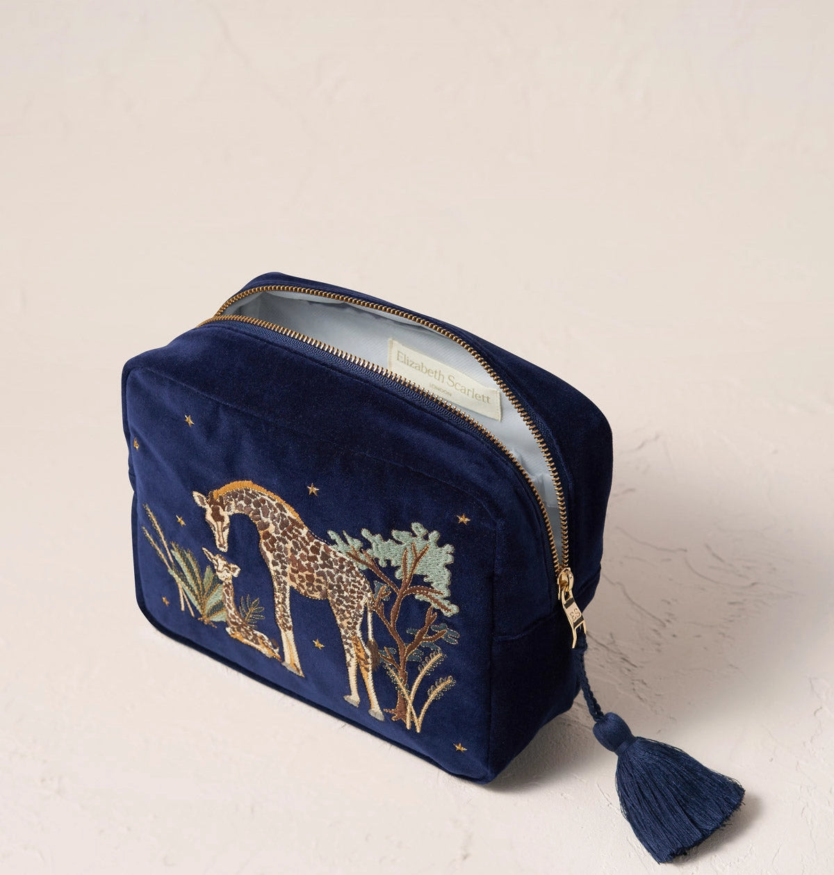 Giraffe Mother & Baby Navy Wash Bag