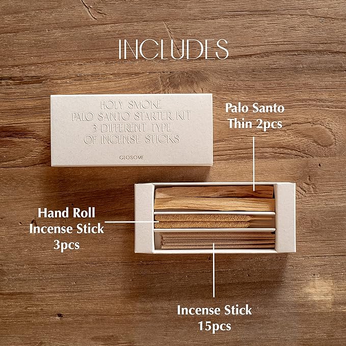 Holy Smoke Palo Santo Incense Starter-Kit | Palo Santo Sticks Bulk, Palo Santo Wood