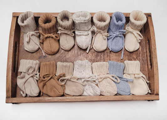 Baby Knit booties Cotton crochet look Newborn matching boots