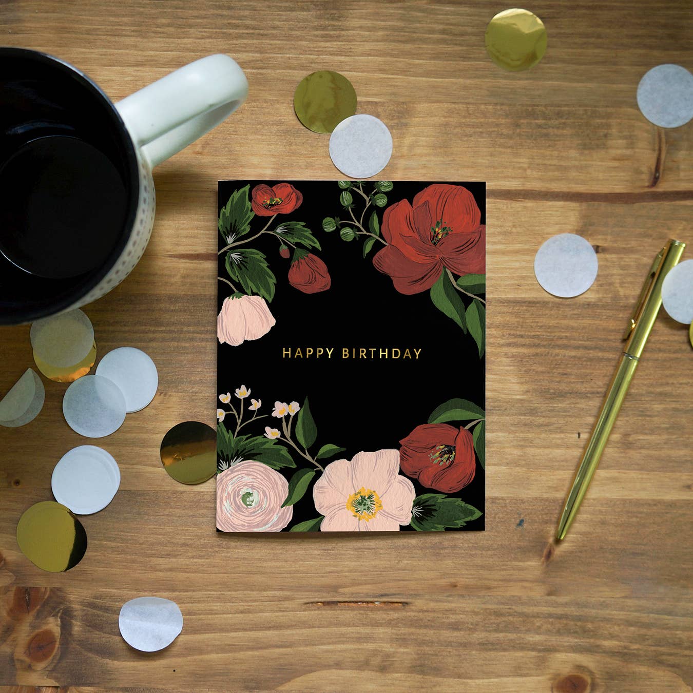 Midnight Floral Birthday Greeting Card