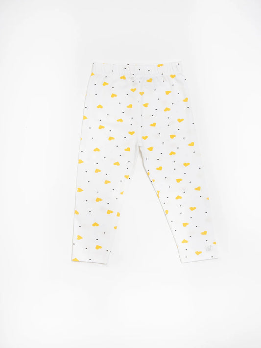 Organic Cotton Leggings - Yellow Hearts