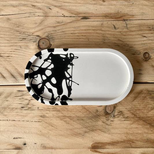 Monochrome Splatter Oval Tray